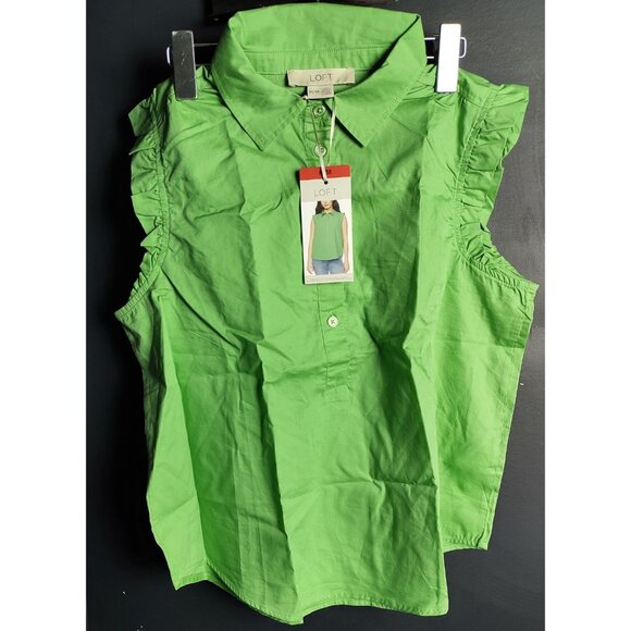 LOFT Green Sleeveless Pullover Blouse Women’s Size M Lightweight Chic Top NWT - Picture 1 of 7